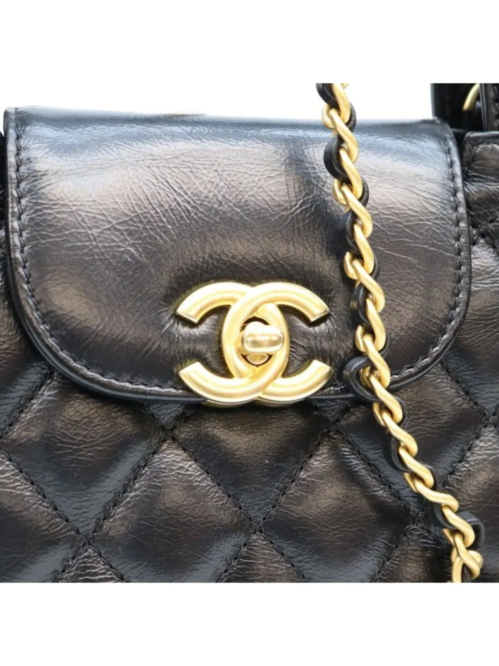 Chanel Black Calfskin Quilted Mini Shopping Shoulder Bag